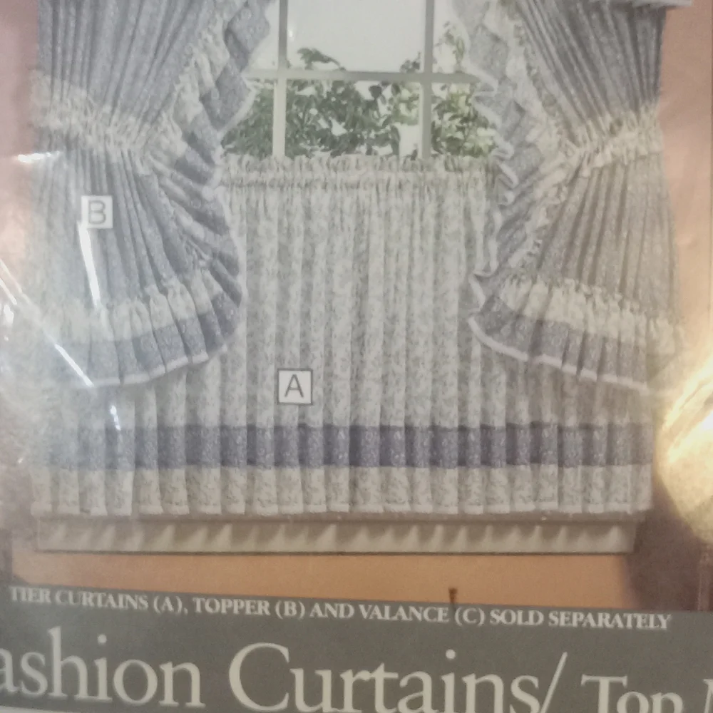Lot Of 2 VTG Sears & Robuck Floral Pair Curtain Tiers Lace Ruffled New 68x24.